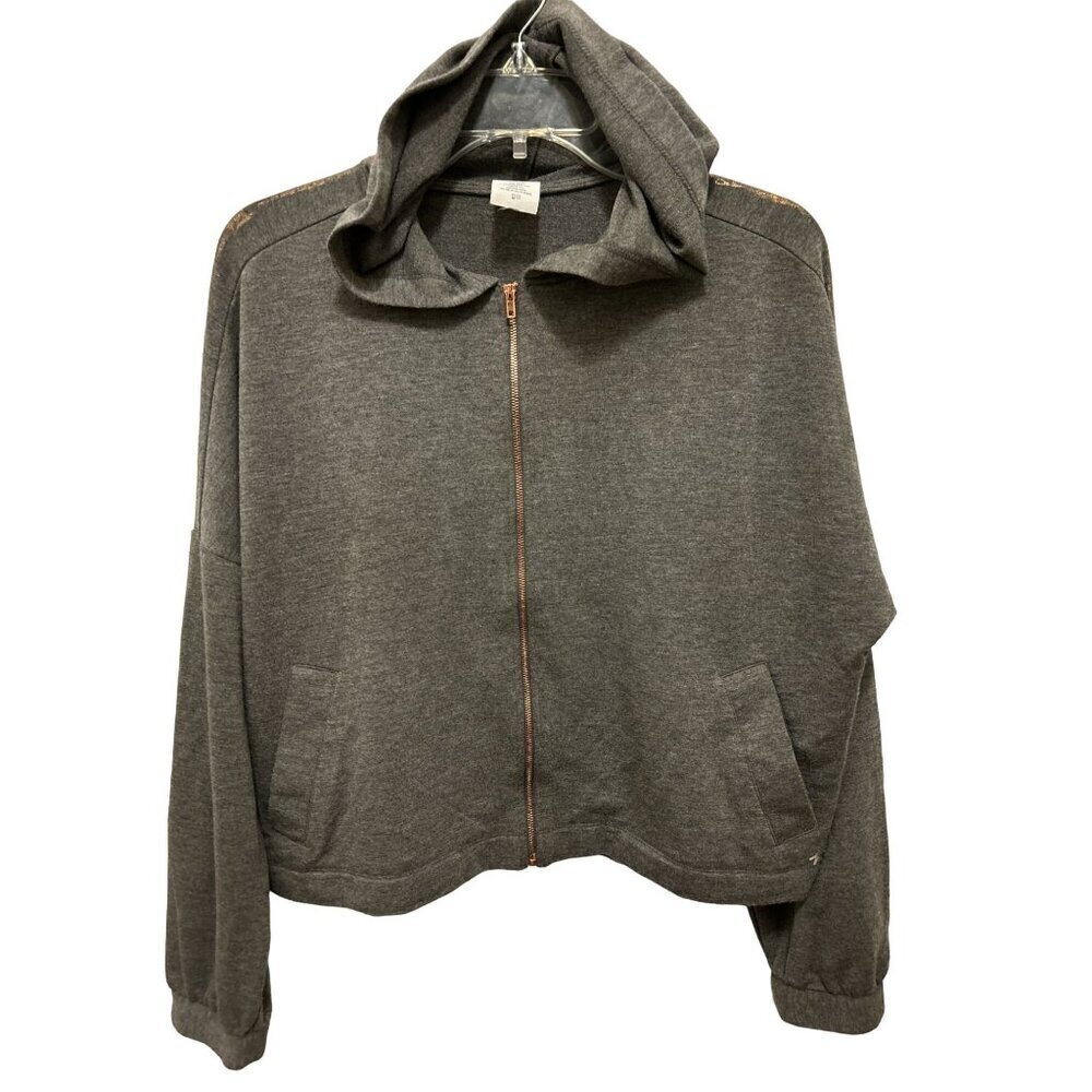 Women's Small Splendid Full Zip Sweatshirt Hoody Bronze Shoulders Details